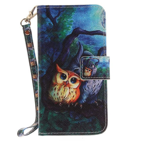 B42 Cute Pet Animals Lion Wolf Owl Leather Phone Case For Samsung Galaxy J3 Prime J5 2017 J527 J327 J730 G570 A3 A5 A520 Cover - Wolfmall