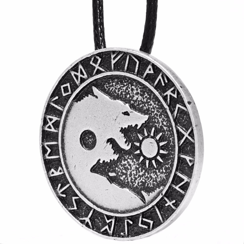 Yin Yang Wolf Pendant Necklace Yin Yen Norse Vikings Runes Amulet Necklaces Pendants Gift Talisman for Men Women - Wolfmall