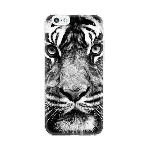 GerTong Animals Lion Wolf Pattern Soft TPU Silicone Case Cover for iPhone SE 5 5S 6 6S 7 Plus Phone Cases Cartoon Capa Coque - Wolfmall