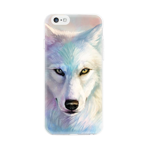GerTong Animals Lion Wolf Pattern Soft TPU Silicone Case Cover for iPhone SE 5 5S 6 6S 7 Plus Phone Cases Cartoon Capa Coque - Wolfmall