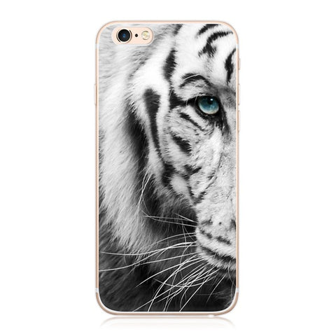 GerTong Animals Lion Wolf Pattern Soft TPU Silicone Case Cover for iPhone SE 5 5S 6 6S 7 Plus Phone Cases Cartoon Capa Coque - Wolfmall