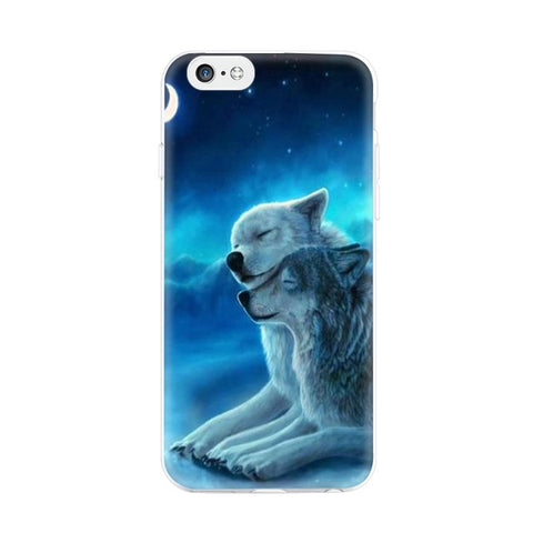GerTong Animals Lion Wolf Pattern Soft TPU Silicone Case Cover for iPhone SE 5 5S 6 6S 7 Plus Phone Cases Cartoon Capa Coque - Wolfmall