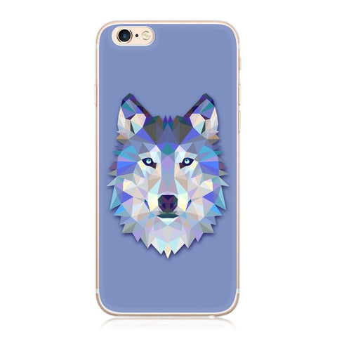 GerTong Animals Lion Wolf Pattern Soft TPU Silicone Case Cover for iPhone SE 5 5S 6 6S 7 Plus Phone Cases Cartoon Capa Coque - Wolfmall