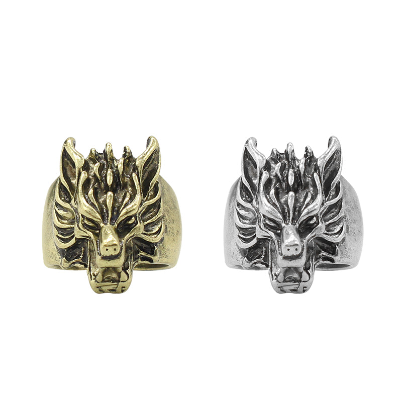 Vintage Wolfs Head Ring Exaggerated Personality Animal Rings Punk Men Wolf Rings For Mens Dropshipping - Wolfmall