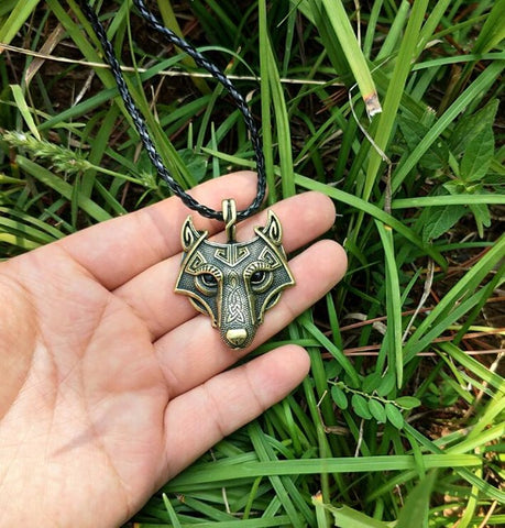 LANGHONG 1pcs Norse Vikings Pendant Necklace Norse Wolf Head Necklace Original Animal Jewelry Wolf Head hange - Wolfmall