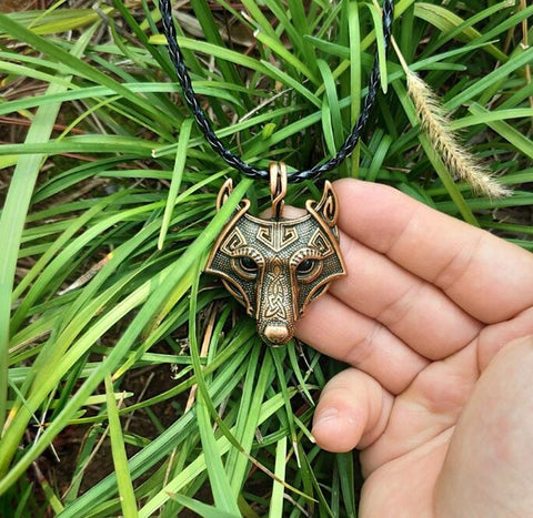 LANGHONG 1pcs Norse Vikings Pendant Necklace Norse Wolf Head Necklace Original Animal Jewelry Wolf Head hange - Wolfmall
