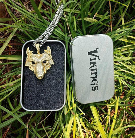 LANGHONG 1pcs Norse Vikings Pendant Necklace Norse Wolf Head Necklace Original Animal Jewelry Wolf Head hange - Wolfmall