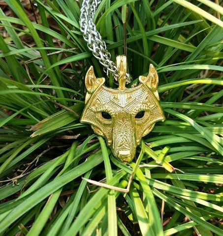 LANGHONG 1pcs Norse Vikings Pendant Necklace Norse Wolf Head Necklace Original Animal Jewelry Wolf Head hange - Wolfmall