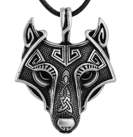 LANGHONG 1pcs Norse Vikings Pendant Necklace Norse Wolf Head Necklace Original Animal Jewelry Wolf Head hange - Wolfmall