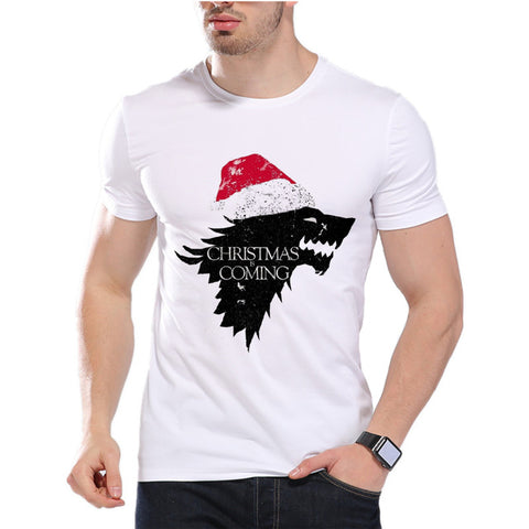 Game Of Thrones Men T Shirts Christmas ice wolf Funny Jon Snow Design Digital Printed Combed Top Quality Shirt D6-4# - Wolfmall