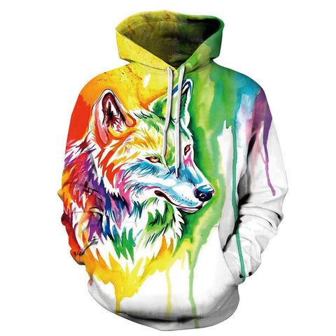 Mr.1991INC New Fashion Wolf Hoodies Men/women 3d Sweatshirts Print Paint Wolf Thin Hooded Hoodies Hoody Pullovers - Wolfmall