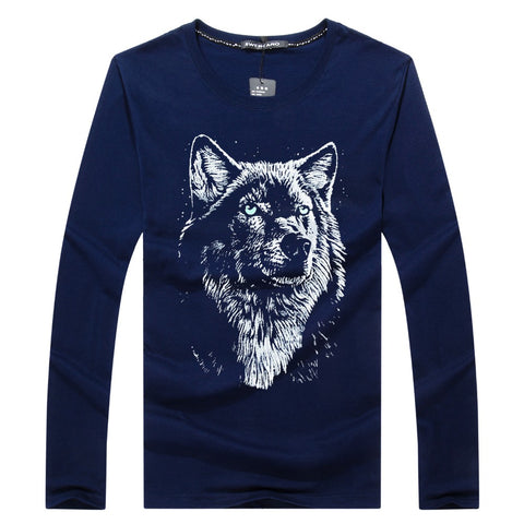 2016 Autumn Fashion Mens Long Sleeve Wolf 3D printed T Shirt Men O-neck Breathable Soft Shirts Hip Hop Slim Casual Brand T-Shirt - Wolfmall