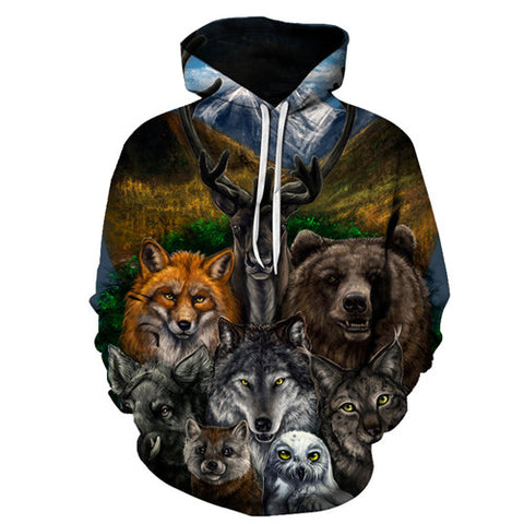 Hot 2018 Sale Brand Wolf Printed Hoodies Men 3D Sweatshirt Quality Plus size Pullover Novelty 6XL Streetwear Male Hooded Jacket - Wolfmall