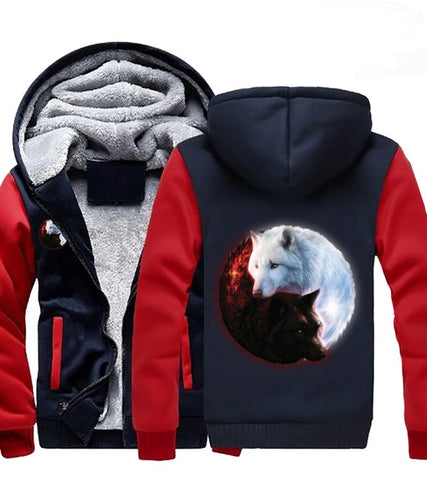 Dropshipping Men Women Fire Ice wolves Game of Thrones Hoodies Zipper Sweatshirts Jacket Luminous Winter Thicken Wolf Coat - Wolfmall
