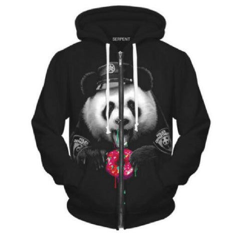 Cloudstyle Men's Winter Hoodies 20173D Printing Animals Sweatshirts With a Zipper Fashion Design Pullover Cat Dog Wolf Outswear - Wolfmall