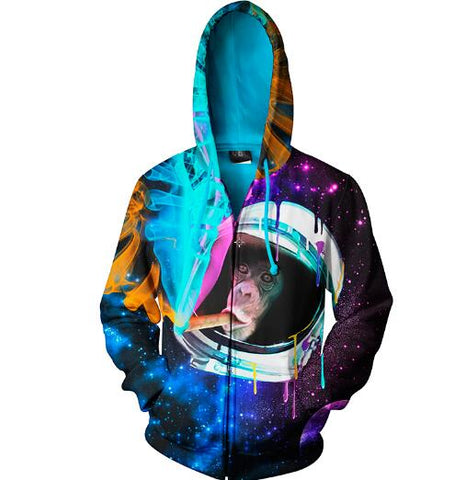 Cloudstyle Men's Winter Hoodies 20173D Printing Animals Sweatshirts With a Zipper Fashion Design Pullover Cat Dog Wolf Outswear - Wolfmall