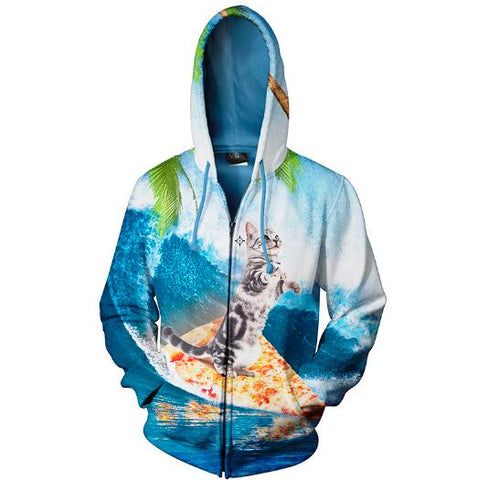 Cloudstyle Men's Winter Hoodies 20173D Printing Animals Sweatshirts With a Zipper Fashion Design Pullover Cat Dog Wolf Outswear - Wolfmall