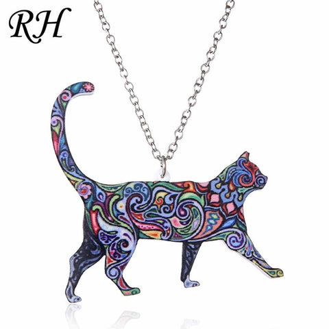 Acrylic Animal Necklace Pet Cat Dragon Pig Bird Wolf Horse Fish Dog Necklace Women Bohemia Jewelry Pendant Ethnic Long Necklace - Wolfmall