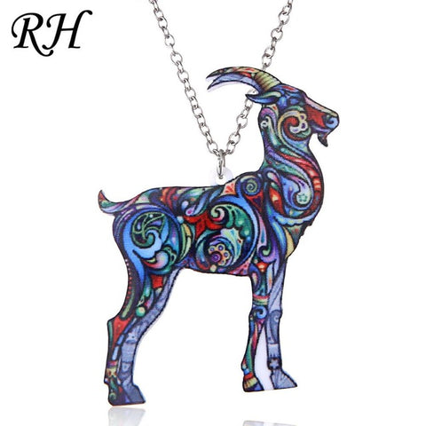 Acrylic Animal Necklace Pet Cat Dragon Pig Bird Wolf Horse Fish Dog Necklace Women Bohemia Jewelry Pendant Ethnic Long Necklace - Wolfmall
