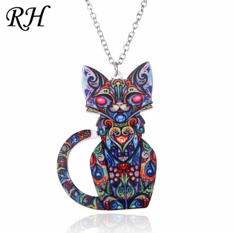 Acrylic Animal Necklace Pet Cat Dragon Pig Bird Wolf Horse Fish Dog Necklace Women Bohemia Jewelry Pendant Ethnic Long Necklace - Wolfmall