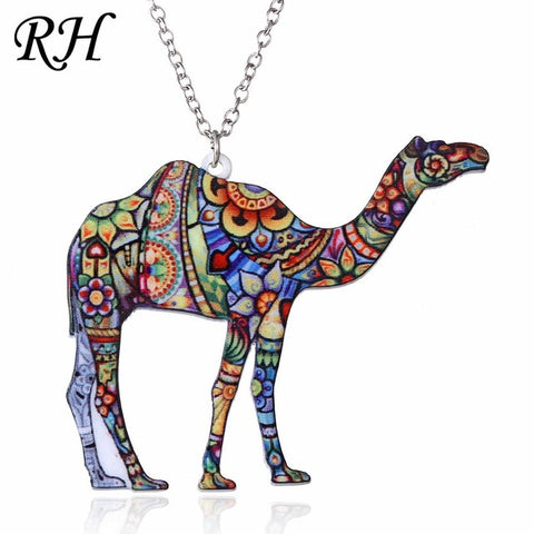 Acrylic Animal Necklace Pet Cat Dragon Pig Bird Wolf Horse Fish Dog Necklace Women Bohemia Jewelry Pendant Ethnic Long Necklace - Wolfmall
