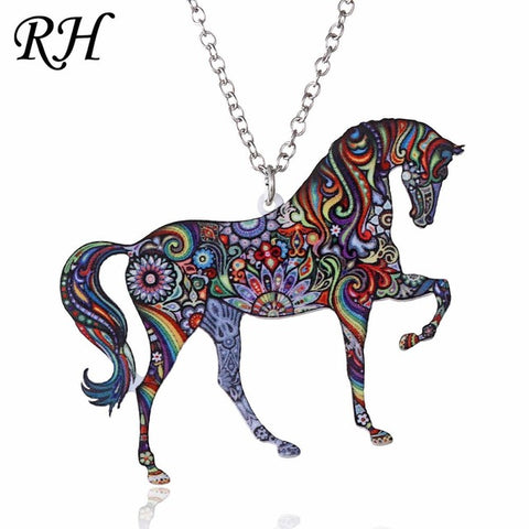 Acrylic Animal Necklace Pet Cat Dragon Pig Bird Wolf Horse Fish Dog Necklace Women Bohemia Jewelry Pendant Ethnic Long Necklace - Wolfmall