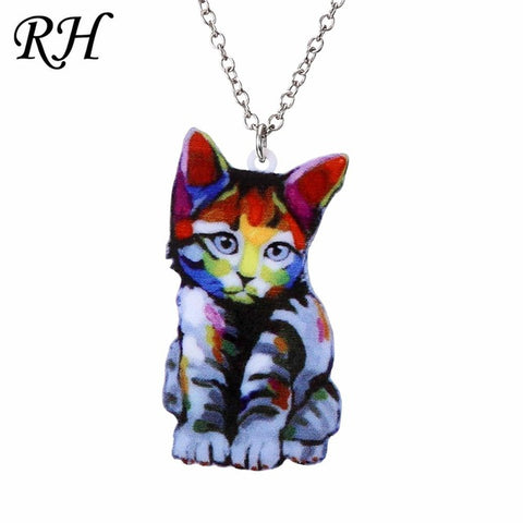 Acrylic Animal Necklace Pet Cat Dragon Pig Bird Wolf Horse Fish Dog Necklace Women Bohemia Jewelry Pendant Ethnic Long Necklace - Wolfmall