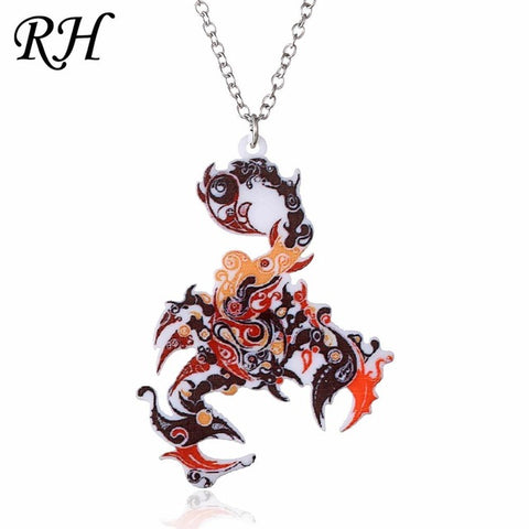 Acrylic Animal Necklace Pet Cat Dragon Pig Bird Wolf Horse Fish Dog Necklace Women Bohemia Jewelry Pendant Ethnic Long Necklace - Wolfmall