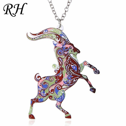 Acrylic Animal Necklace Pet Cat Dragon Pig Bird Wolf Horse Fish Dog Necklace Women Bohemia Jewelry Pendant Ethnic Long Necklace - Wolfmall