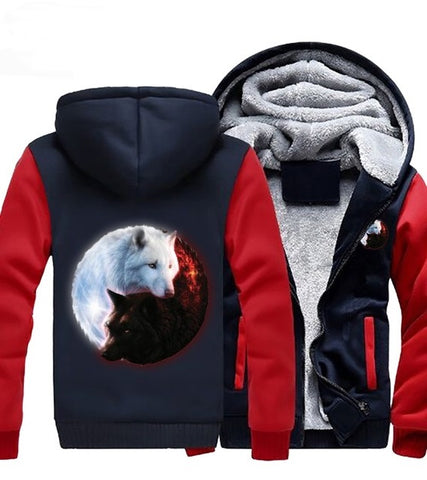 Dropshipping For Men Women Fire Ice wolves Game of Thrones Hoodies Zipper Sweatshirts Jacket Wolf Winter Thicken Coat - Wolfmall