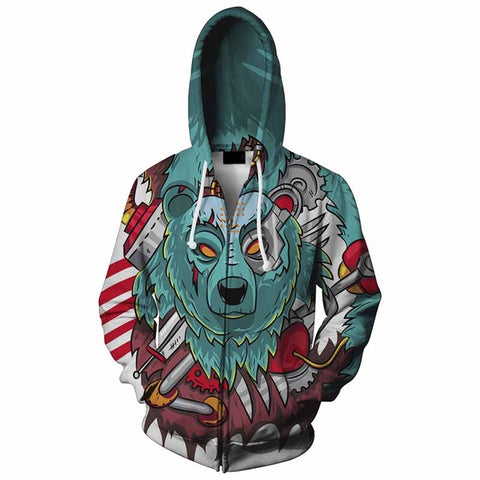 Cloudstyle 2018 3D Animal Print Hoodies Sweatshirts Mens Lion Wolf Fashion Casual Streetwear Jacket Tracksuits Plus Size 5XL - Wolfmall