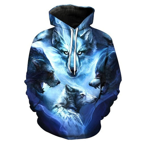 Hot 2018 Sale Brand Wolf Printed Hoodies Men 3D Sweatshirt Quality Plus size Pullover Novelty 6XL Streetwear Male Hooded Jacket - Wolfmall