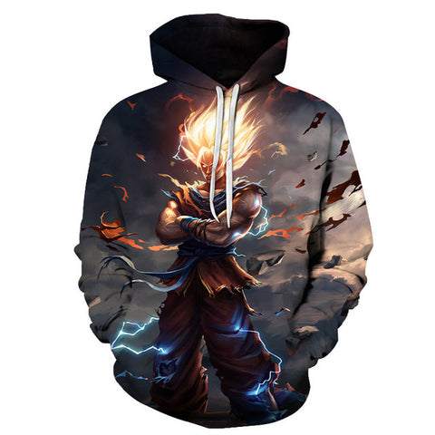 Anime Hoodies Dragon Ball Z Pocket Hooded Sweatshirts Kid Goku 3D Hoodies Pullovers Men Women Long Sleeve Outerwear New Hoodie - Wolfmall