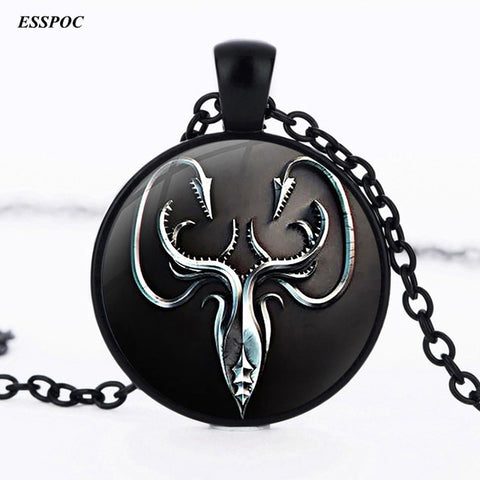 Game of Thrones Necklace All The Family House of Stark Black Wolf Jewelry Gothic Glass Pendant Necklace Jewelry Gift for Kids - Wolfmall
