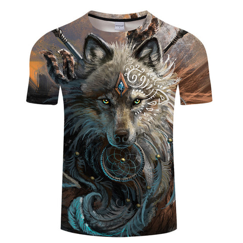 Wolf Warrior by SunimaArt 3D T shirts Men T-shirts New Design Drop Ship Tops Tees Short Sleeve Tshirt Camiseta Summer Animal - Wolfmall