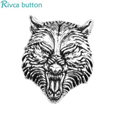 Rivca Snap Button Jewelry Newest DIY 18mm lion tiger leopard wolf Snap Button Fit Charm leather alloy fashion Bracelet jewelery - Wolfmall