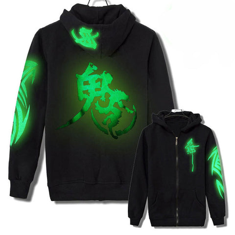 New Spring Antumn Winter Men Women Thin Hoodies Zipper Sweatshirts Unisex Wolf Skeleton Luminous Clothing Light Jackets Tops - Wolfmall