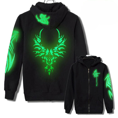 New Spring Antumn Winter Men Women Thin Hoodies Zipper Sweatshirts Unisex Wolf Skeleton Luminous Clothing Light Jackets Tops - Wolfmall