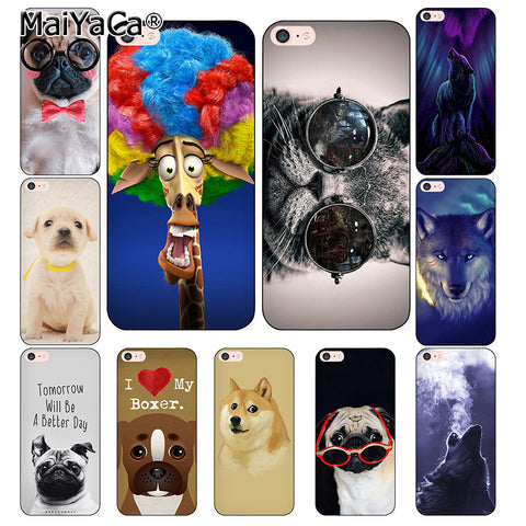 MaiYaCa Dog And Cat With Glasses Wolf Coque Shell Phone Case for Apple iPhone 8 7 6 6S Plus X 5 5S SE Cover - Wolfmall