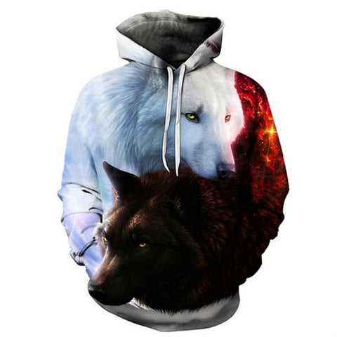 2017 Hot Sell Hooded 3D Wolf head Sweatshirts Men/women Hoodies Print Wolf Autumn 3d print Fashion Couple Hooded Sweatshirts - Wolfmall