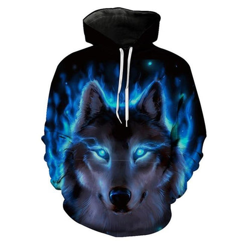 2017 Hot Sell Hooded 3D Wolf head Sweatshirts Men/women Hoodies Print Wolf Autumn 3d print Fashion Couple Hooded Sweatshirts - Wolfmall