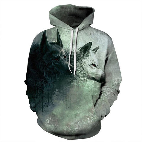 2017 Hot Sell Hooded 3D Wolf head Sweatshirts Men/women Hoodies Print Wolf Autumn 3d print Fashion Couple Hooded Sweatshirts - Wolfmall