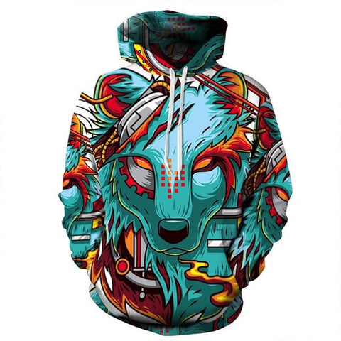 2017 Hot Sell Hooded 3D Wolf head Sweatshirts Men/women Hoodies Print Wolf Autumn 3d print Fashion Couple Hooded Sweatshirts - Wolfmall