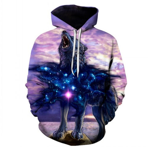 NEW Hot Sale Brand Wolf Printed Hoodies Men 3D Sweatshirt Quality Plus size Pullover Novelty 3XL Streetwear Male Hooded Jacket - Wolfmall