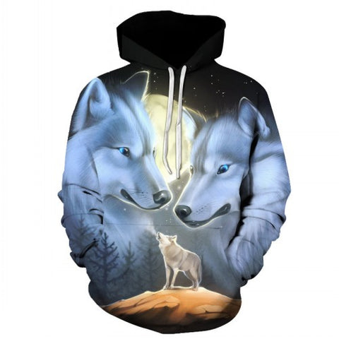 NEW Hot Sale Brand Wolf Printed Hoodies Men 3D Sweatshirt Quality Plus size Pullover Novelty 3XL Streetwear Male Hooded Jacket - Wolfmall