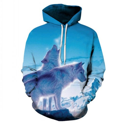 NEW Hot Sale Brand Wolf Printed Hoodies Men 3D Sweatshirt Quality Plus size Pullover Novelty 3XL Streetwear Male Hooded Jacket - Wolfmall