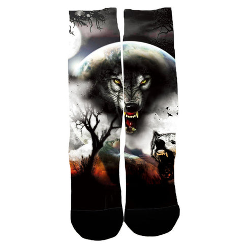 New Design Fashion 3D Ainmal Wolf Printed Socks Casual Men Women Low Cut Ankle Socks Animal Print 3D Harajuku Style Ankle Socks - Wolfmall