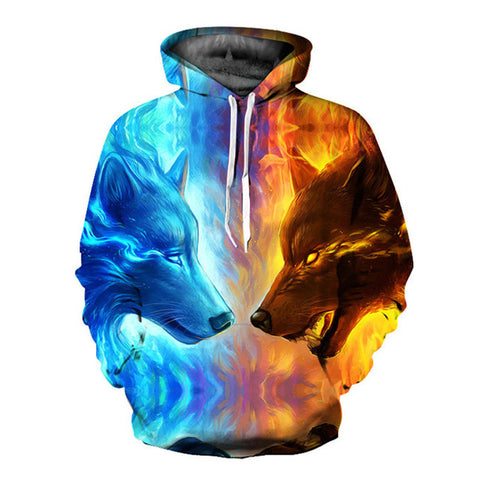 2018 Hot Sale Brand Wolf Printed Hoodies Men 3D Sweatshirt Quality Plus size Pullover Novelty 3XL Streetwear Male Hooded Jacket - Wolfmall