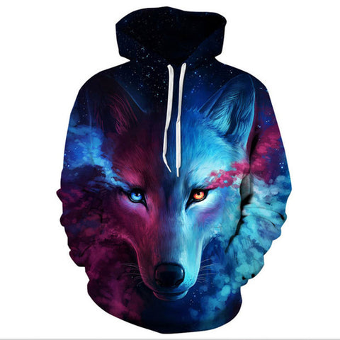 2018 Hot Sale Brand Wolf Printed Hoodies Men 3D Sweatshirt Quality Plus size Pullover Novelty 3XL Streetwear Male Hooded Jacket - Wolfmall