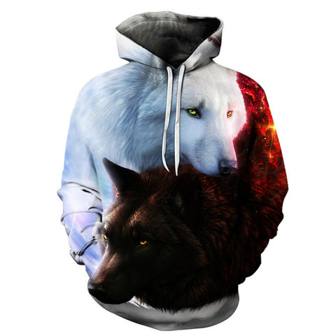 Ice Fire Wolf Hoodies 3D Men Women Sweatshirts Fashion Pullover Autumn Tracksuits Harajuku Outwear Casual Animal Male Jacket - Wolfmall